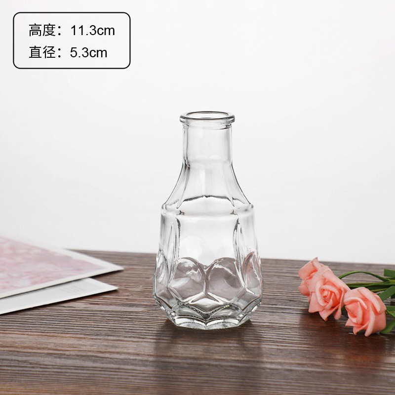 外国貿易卸売ライト高級ハイエンド小さな花瓶セットレトロレリーフフラワーアレンジメント装飾品透明ガラス花瓶|undefined