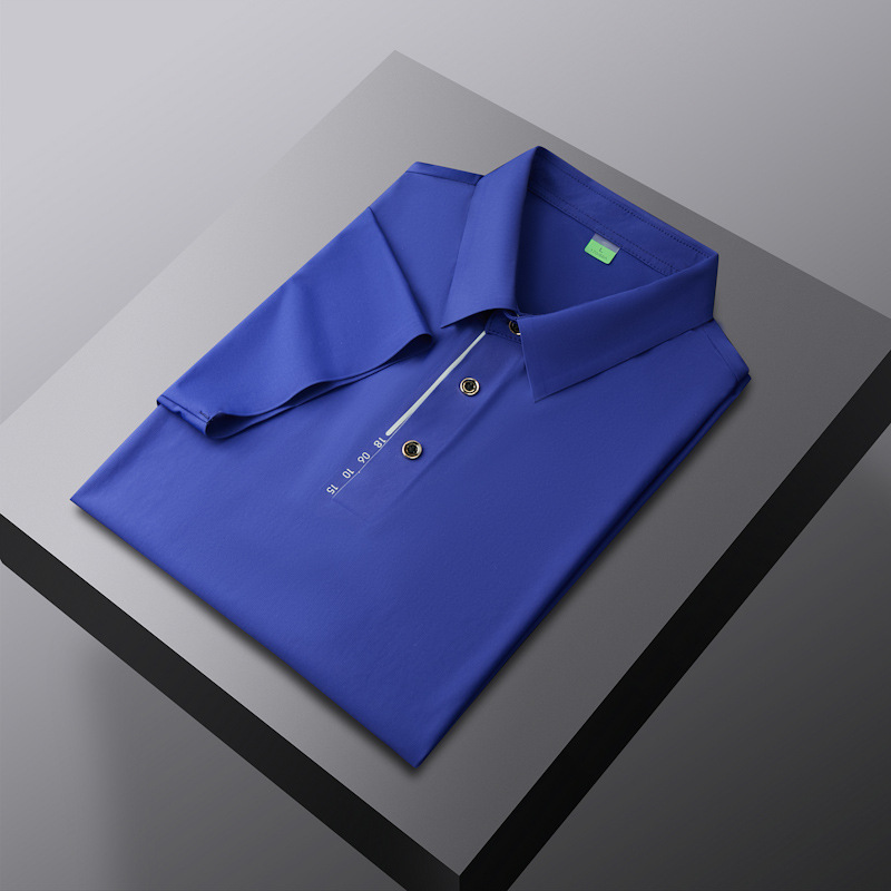 2024 verano delgado hielo sin marcas prensado polo hombre manga corta suelta negocio casual camiseta con solapa al por mayor