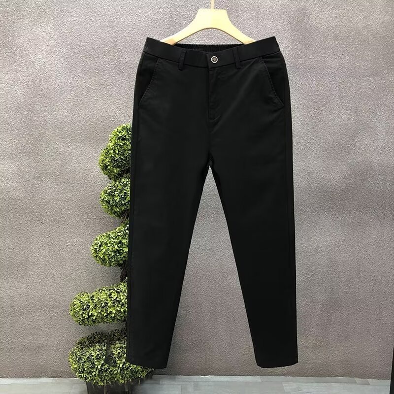 メンズ夏のシンプルカジュアルパンツ、薄手の綿の小さなストレートパンツ、メンズビジネス9点パンツ、新しいスタイルのズボン|undefined