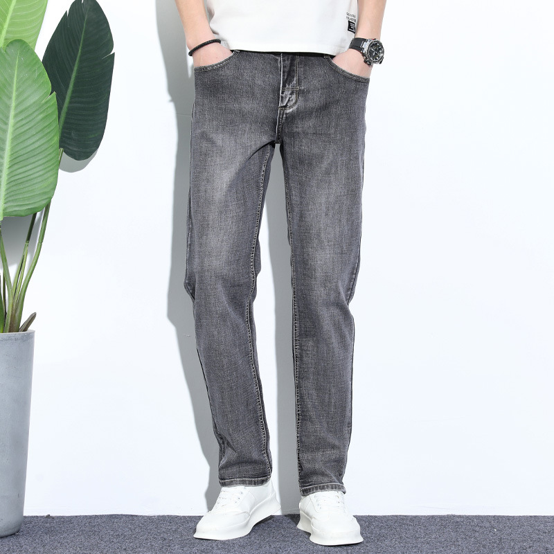 1210 # Spring and Summer Slim Straight Retro Stretch Denim Trousers for Men, Size Men