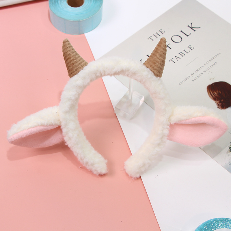Cute little sheep horn headband plush sheep ears headband Internet celebrity photography children's holiday performance cartoon headdress cross-border