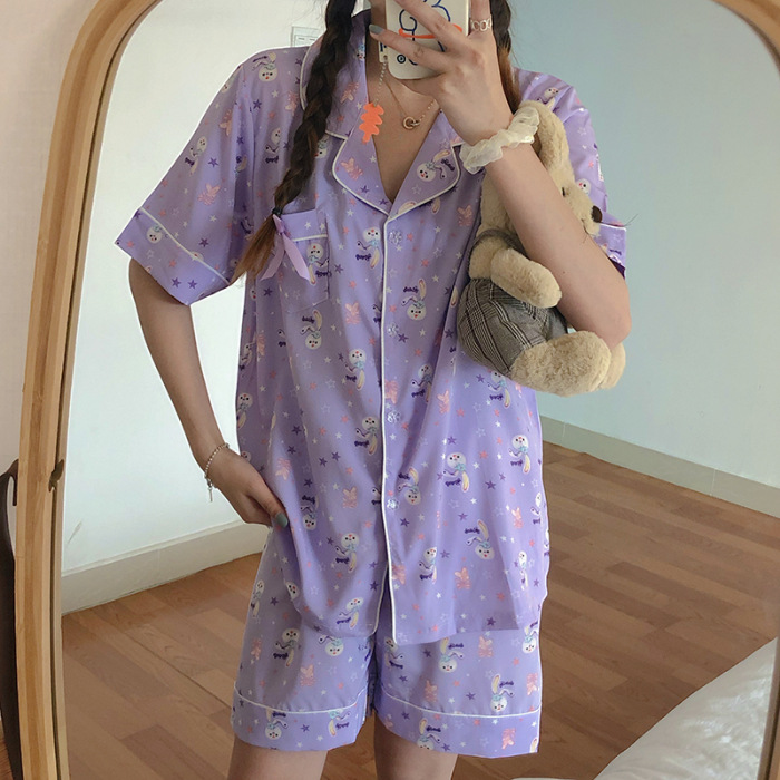 Celebridad en línea ins estilo Corea del Sur pijamas de dibujos animados verano de las mujeres Mickey pantalones cortos de manga corta de alto grado lindo traje homewear