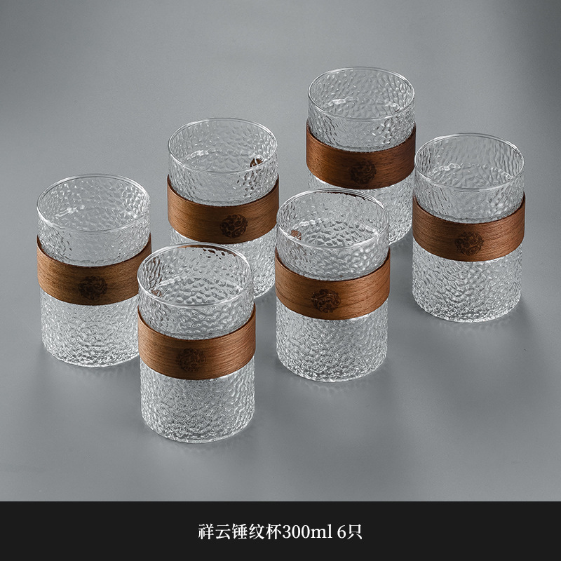 Nuevo chino patrón vertical taza de vidrio hogar de alta temperatura resistente taza de té hervidor de agua traje taza de beber anti-escaldado sala de estar hospitalidad