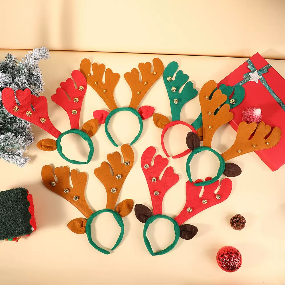 圣诞节麋鹿发箍装扮头饰 红色圣诞老人头发饰圣诞发箍儿童装饰品