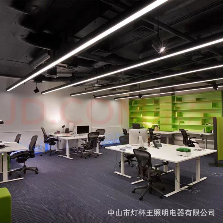 Aluminio sin costuras empalmado led lámpara de barra de oficina gimnasio supermercado forma de barra sin sombra lámpara de cables comerciales