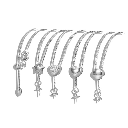 S925 sterling silver versatile chain with pendant box chain Y-shaped chain adjustable with pearl empty support white gold