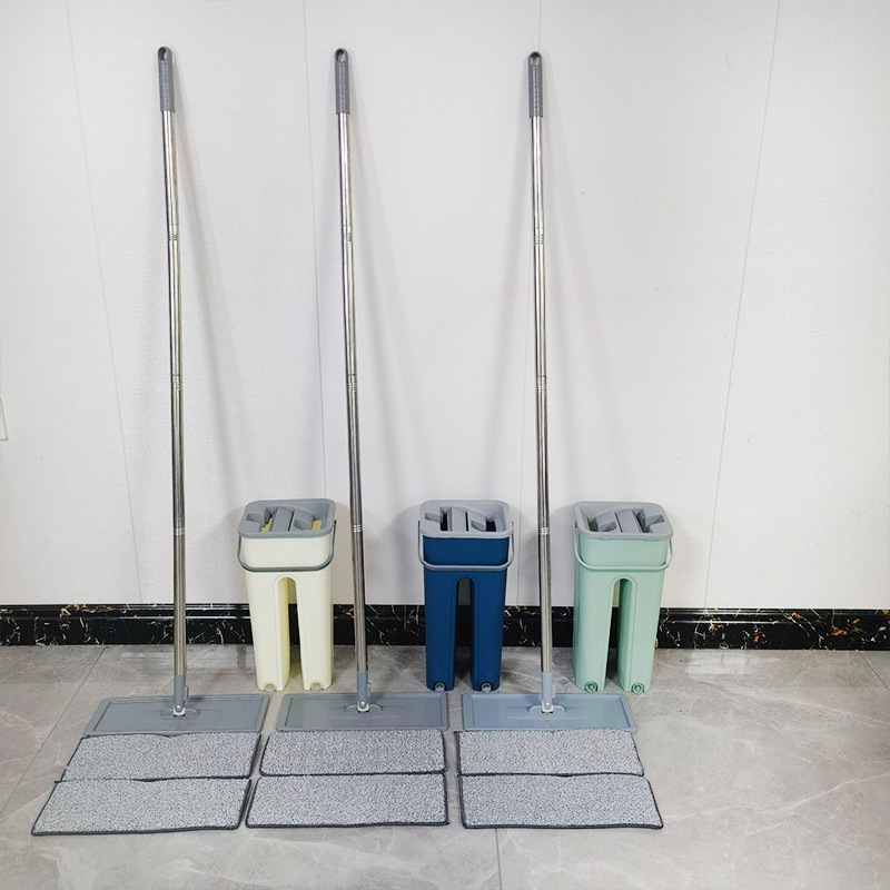 Fregona plana perezosa de moda, uso en seco y húmedo, cubo escurridor, limpieza fácil sin rayar
