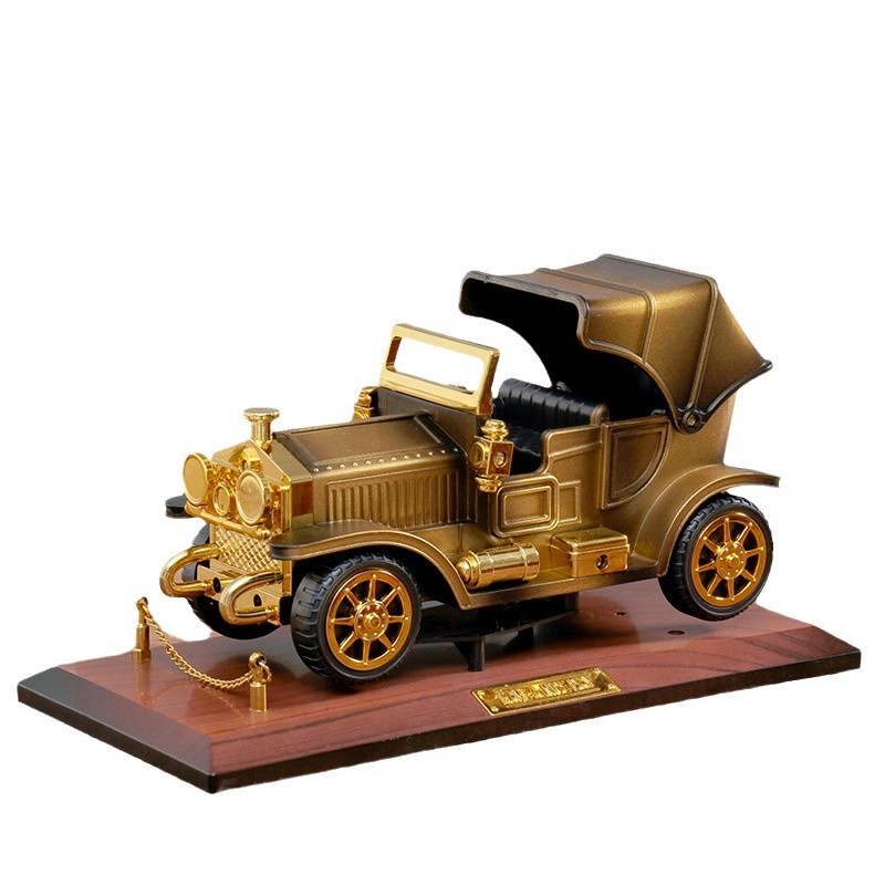 Caja de música de reloj de coche clásico retro con base, caja de música nostálgica, regalo creativo, decoración del hogar de boda