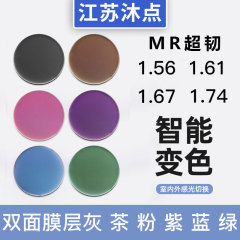 調光レンズ MR スーパータフ 1.61/1.56/1.67 グレー近視 スーパータフ アンチブルーライトフィルム グレー ティーパウダー パープル ブルー