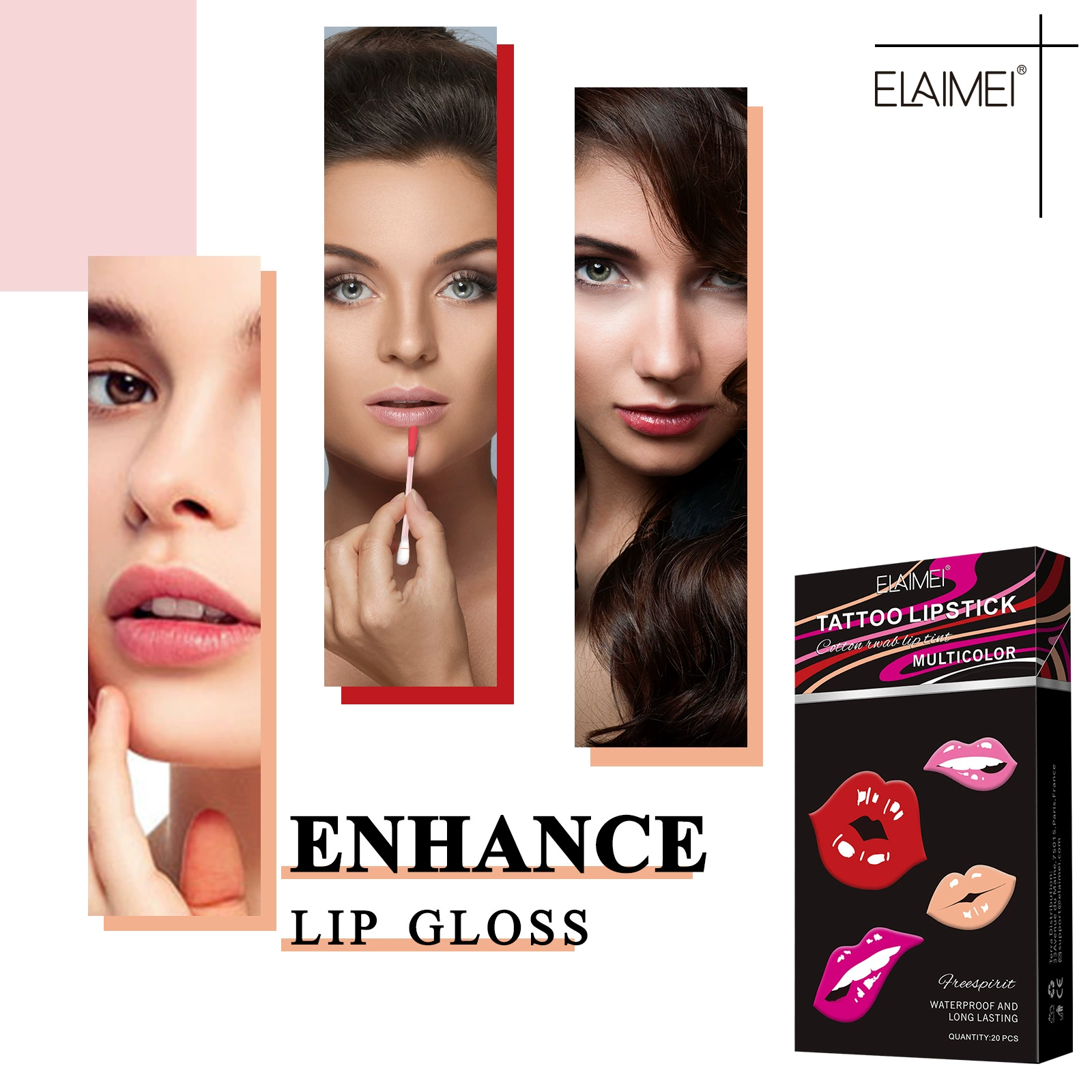 (Cross-border trading), elaimei, cotton swabs, lip gloss, cigarette case, disposable lip balm, lipstick