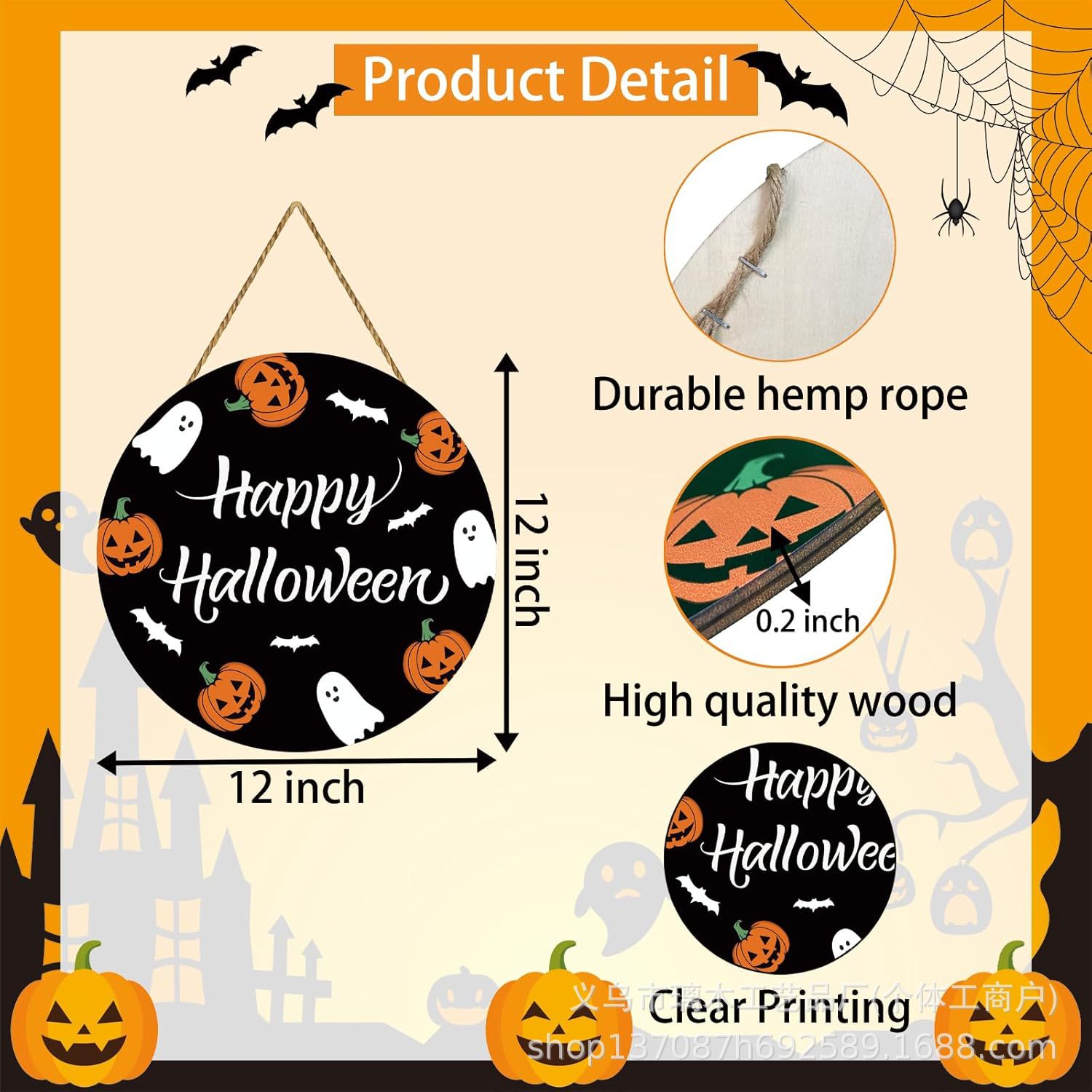 Nuevos productos transfronterizos de madera Halloween decoración de la atmósfera de la fiesta del hogar cabeza de ratón colgante decoración del patio vestíbulo