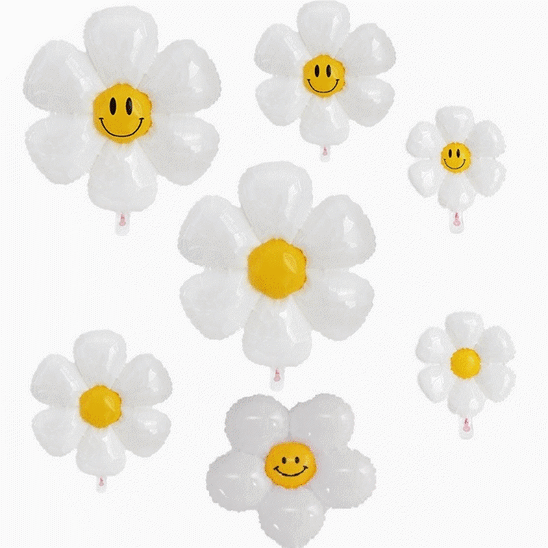 New Korean Ins Style Small Daisy Aluminum Foil Balloon Baby Birthday Photo Props White Flower Plumeria Balloon New Korean Ins Style Small Daisy Aluminum Foil Balloon Baby Birthday Photo Props White Flower Plumeria Balloon