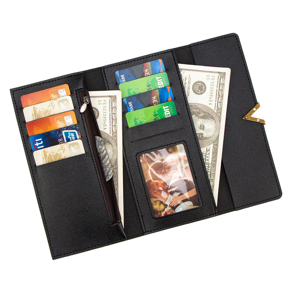 Cartera larga en forma de V para mujer, moderna y sencilla, tarjetero de gran capacidad, monedero, bolso de mano, cartera con cremallera para mujer