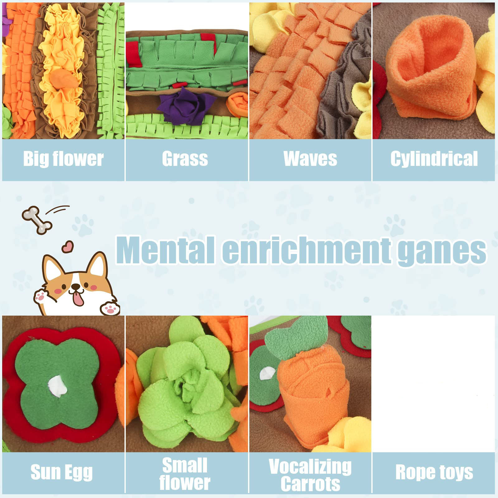 Garden Pet Dog Toy Sniffing Mat Anti Choking Slow Eating Energy Consumption Interactive Mat Training Sniffing Mat_voghion.com