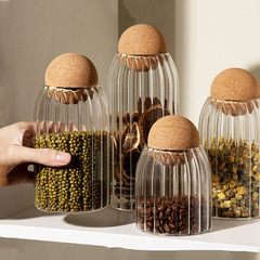 Round ball softwood stoppered glass jar kitchen tea can dry fruit storage jar anti-insect nut seal jar