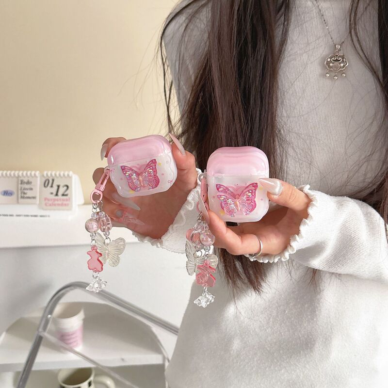 Butterfly Pendant Suitable for Airpods4 Protective Cover New Ipod Apple Headphone Case 1/2 Generation Wireless Bluetooth 3 Generation