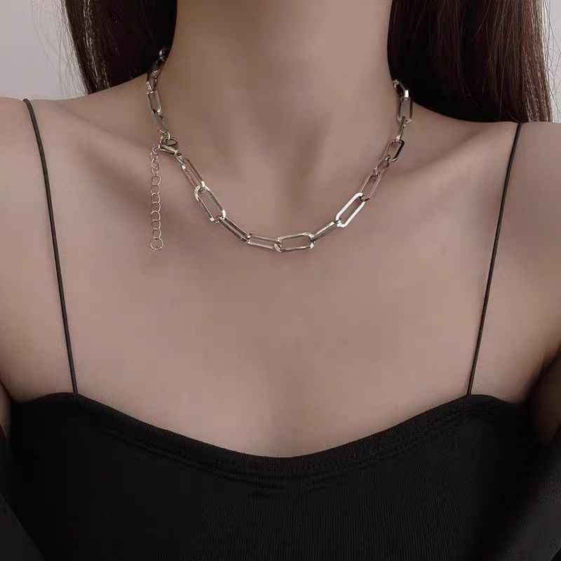 S925 Sterling Silver Cuban Interlocking Necklace For Women Elegant_voghion.com