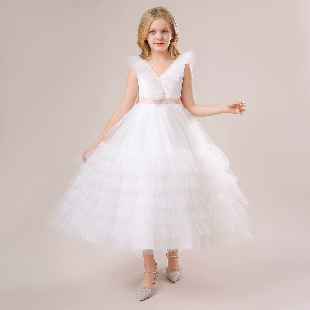 Детское платье, маленький принцессовый костюм с бантом, костюм, Амазон, V-образный вырез, для подиума