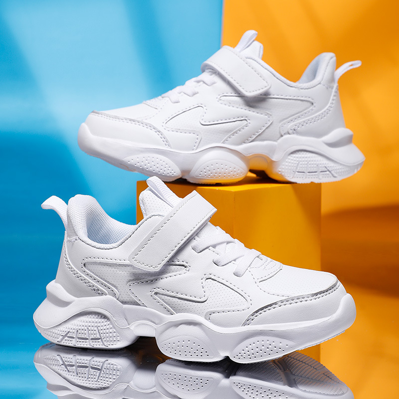 Zapatos para niños de comercio exterior zapatos blancos para niños malla para niños zapatillas transpirables zapatos blancos para niños medianos y grandes zapatos para correr para estudiantes