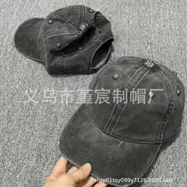 水洗复古牛仔棒球帽男女同款做旧宽檐显脸小鸭舌帽时尚百搭遮阳帽