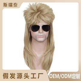 欧美男士假发定做跨境外贸专供摇滚复古70年代假发定制任意款式