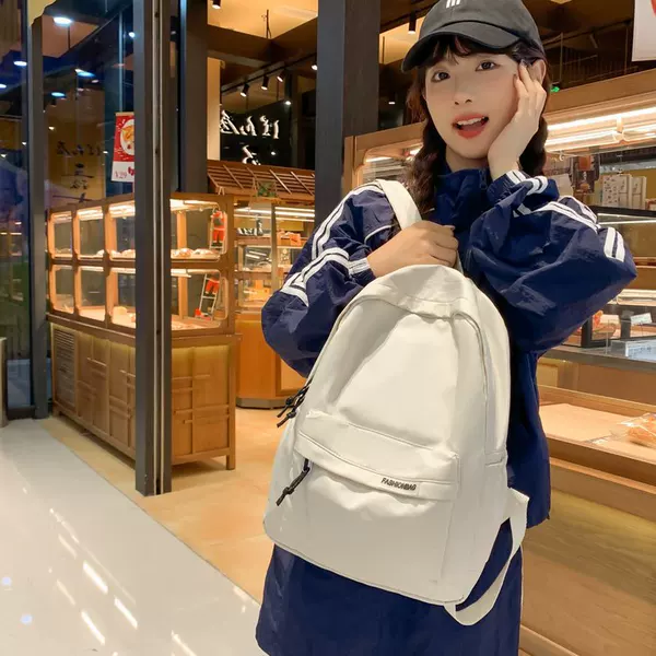 Japanese-Style Lightweight Simple Casual Solid Color Versatile Large-Capacity Travel Backpack for Middle and High School Students