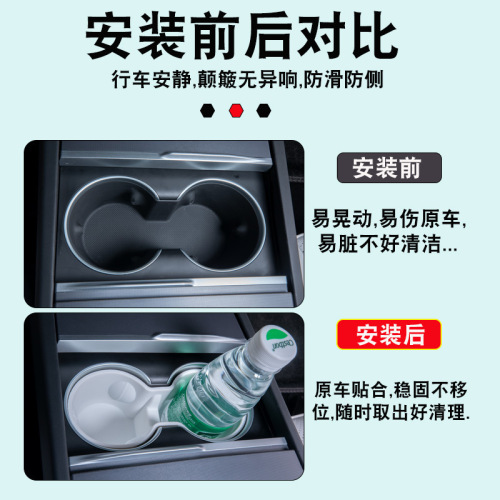 Applicable for the Refreshed Model 3 Water Cup Mat, Tesla Silicone Center Console Water Cup Stopper Beverage Storage Box