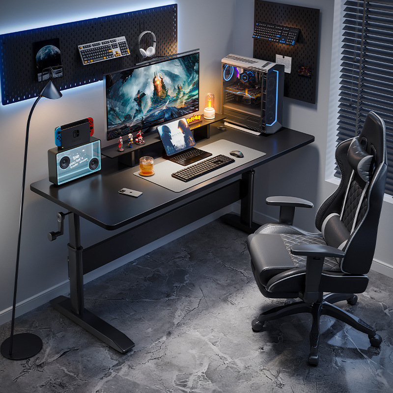 Mingzheng Furniture Factory Liftable Table Computer Table Home Desktop E-Sports Table and Chair Set Liftable Game Live Broadcast Host