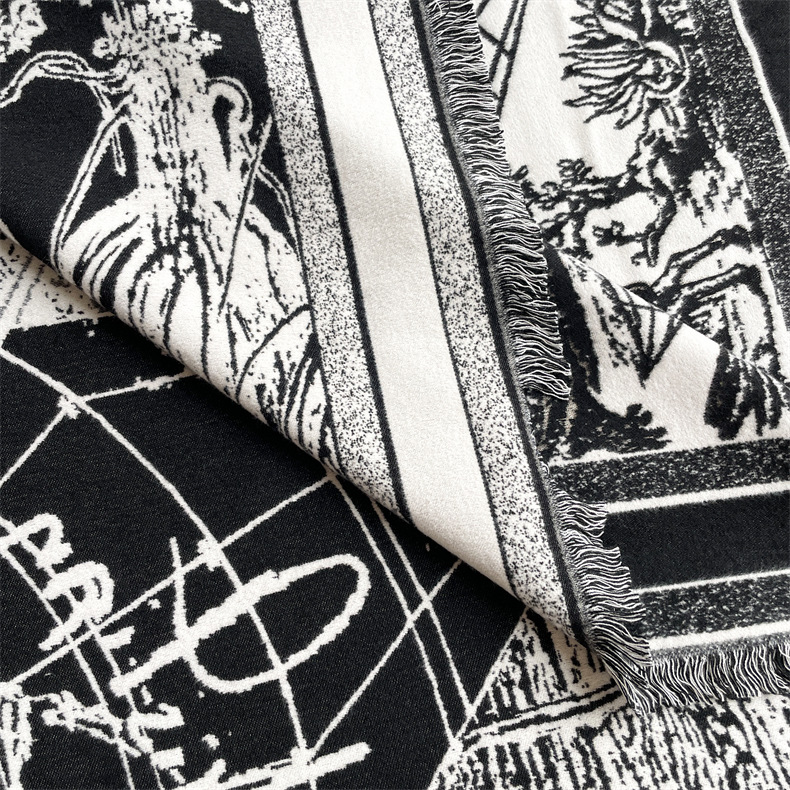 Großer quadratischer Winterschal im Ethno-Stil, doppelseitiger fünfzackiger Stern aus Kaschmir, dicker und warmer Reiseschal_voghion.com