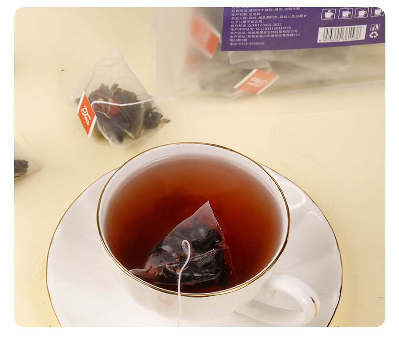 Mulberry Rose Black Goji Berry Tea 50 Pyramid Tea Bags Cold Brew Herbal Blend in use