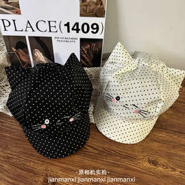 2026新款韩版ins风可爱波点猫咪八家帽女百搭显脸小防晒遮阳帽子