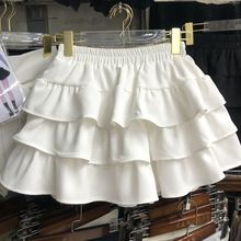 韩系可爱减龄蛋糕裙短裙女纯欲风甜美显瘦防走光a字荷叶边蓬蓬裙