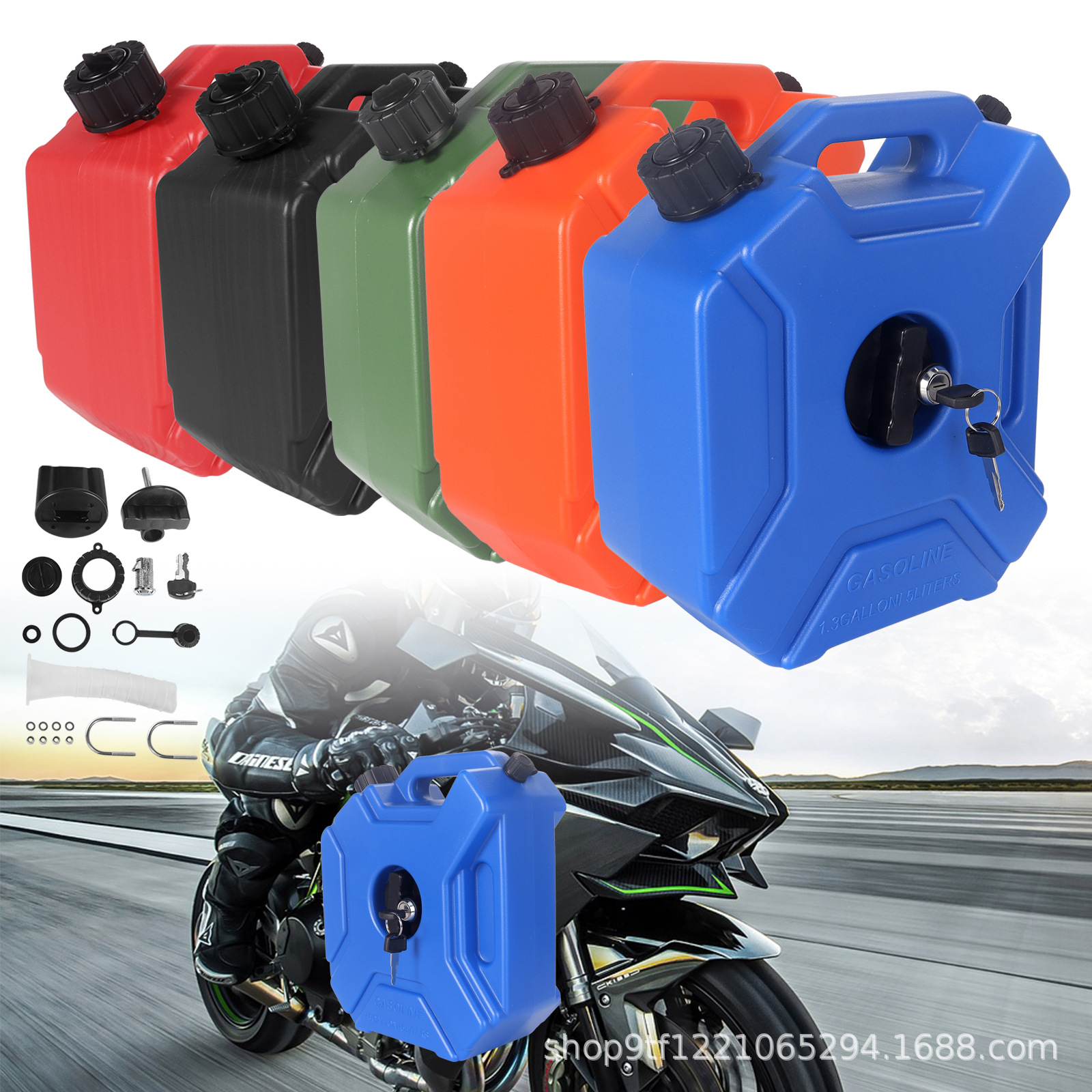 Wholesale Car and Motorcycle Spare Fuel Tank 5L with Lock Emergency Oil Pot Diesel Gasoline Plastic Oil Barrel Thickeneded Cross-Border