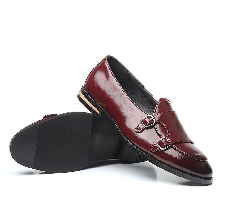 Lederschuhe Britischen Bean Schuhe Mode Gürtel Doppelschnalle kleine Lederschuhe_voghion.com