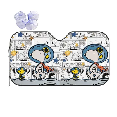 Snoopy car sunshade for front windshield, sun protection and heat insulation, sunshade with suction cup, foldable sunshade, manufacturer wholesale