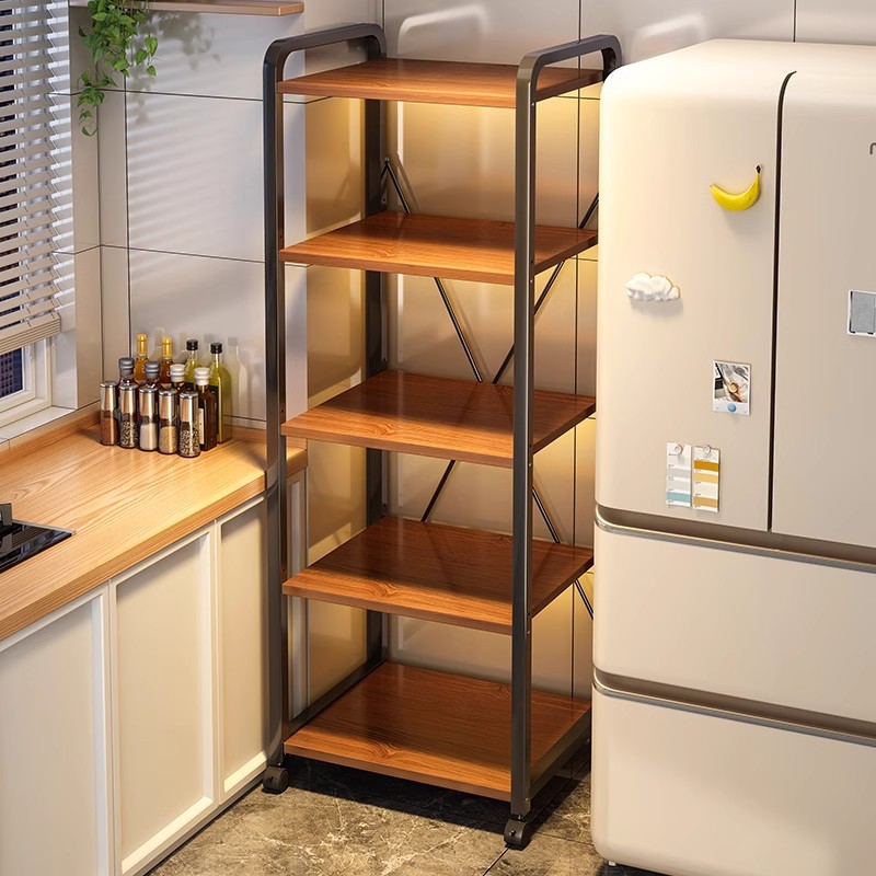 Estante de almacenamiento multifuncional de cocina piso multicapa horno de microondas esquina hendidura pequeño estante estante de almacenamiento doméstico estante de olla