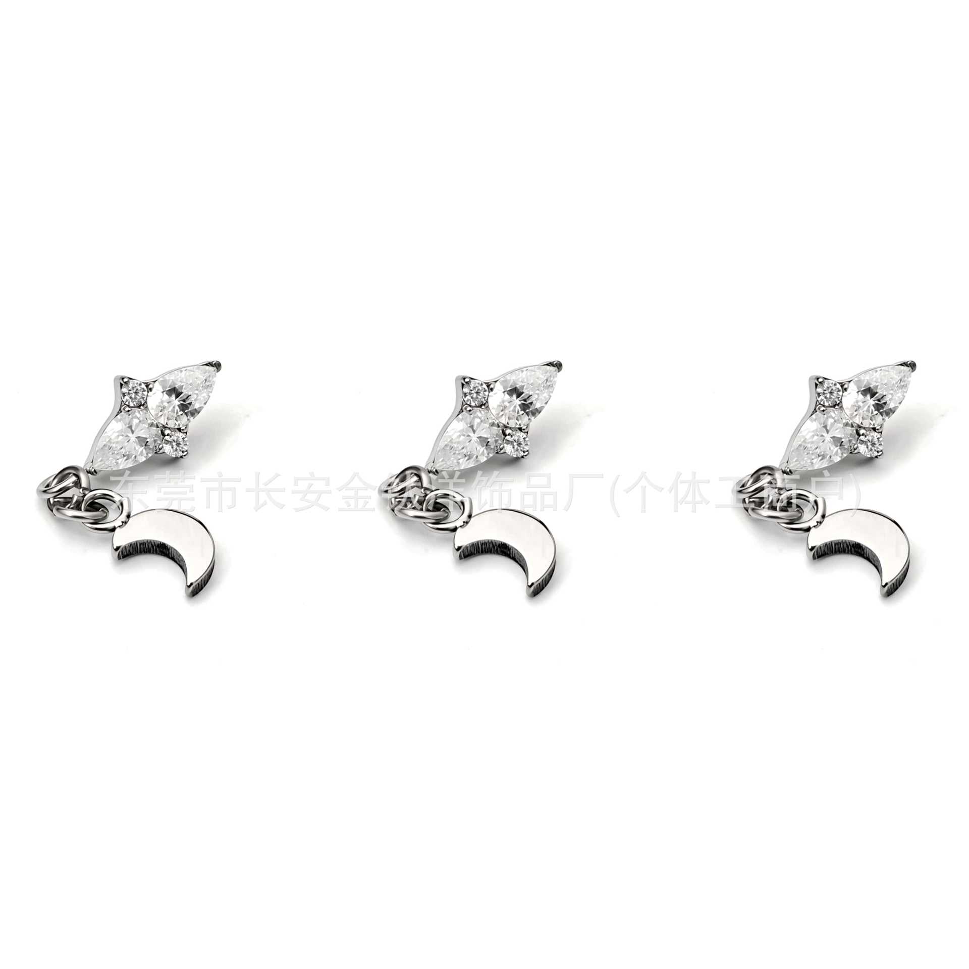 F136 Titanium Cross Flower Moon Pendant Earring Studs - Cartilage Ear Bone Studs, G23 Titanium Alloy Body Piercing Jewelry detail image 8