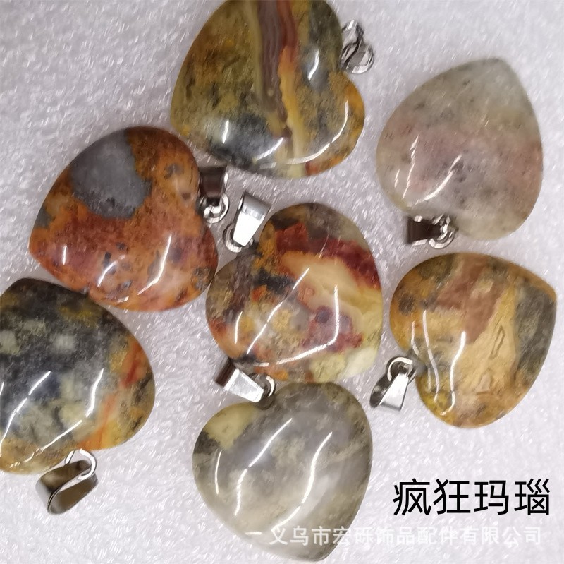 Natural cristal ágata Dongling Jade de doble cara en forma de corazón de amor colgante collar de accesorios de la joyería de la joya de la fábrica al por mayor