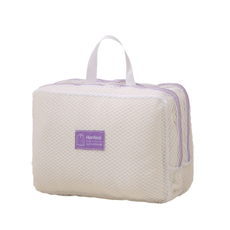 Bolsa de lavandería portátil de doble capa de malla de panal, bolsa de lavandería de ropa interior gruesa, bolsa de filtro de malla fina, bolsa de lavandería