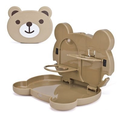 Cartoon Car-Mounted Foldable Dining Table, Car cup holder/beverage holder - beige-bear