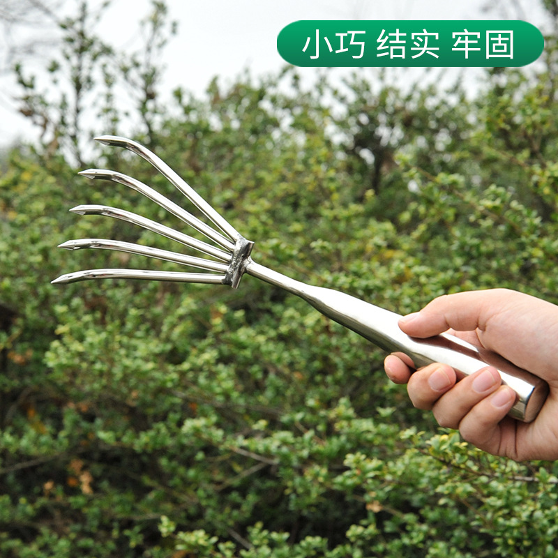 Manufacturer direct supply of sea catching tools stainless steel integrated rake gardening tools stainless steel small rake