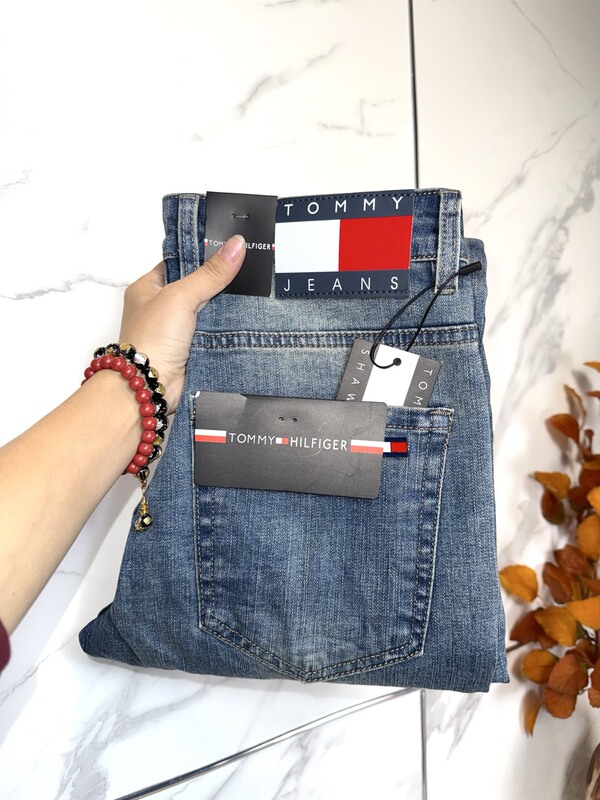 Three-Color Flag Cast Design High-End European Men's Jeans, Blue, All-Season, Stretch, Washed, Slim Fit, Straight-Leg Men's Trousers Three-Color Flag Cast Design High-End European Men's Jeans, Blue, All-Season, Stretch, Washed, Slim Fit, Straight-Leg Men's Trousers