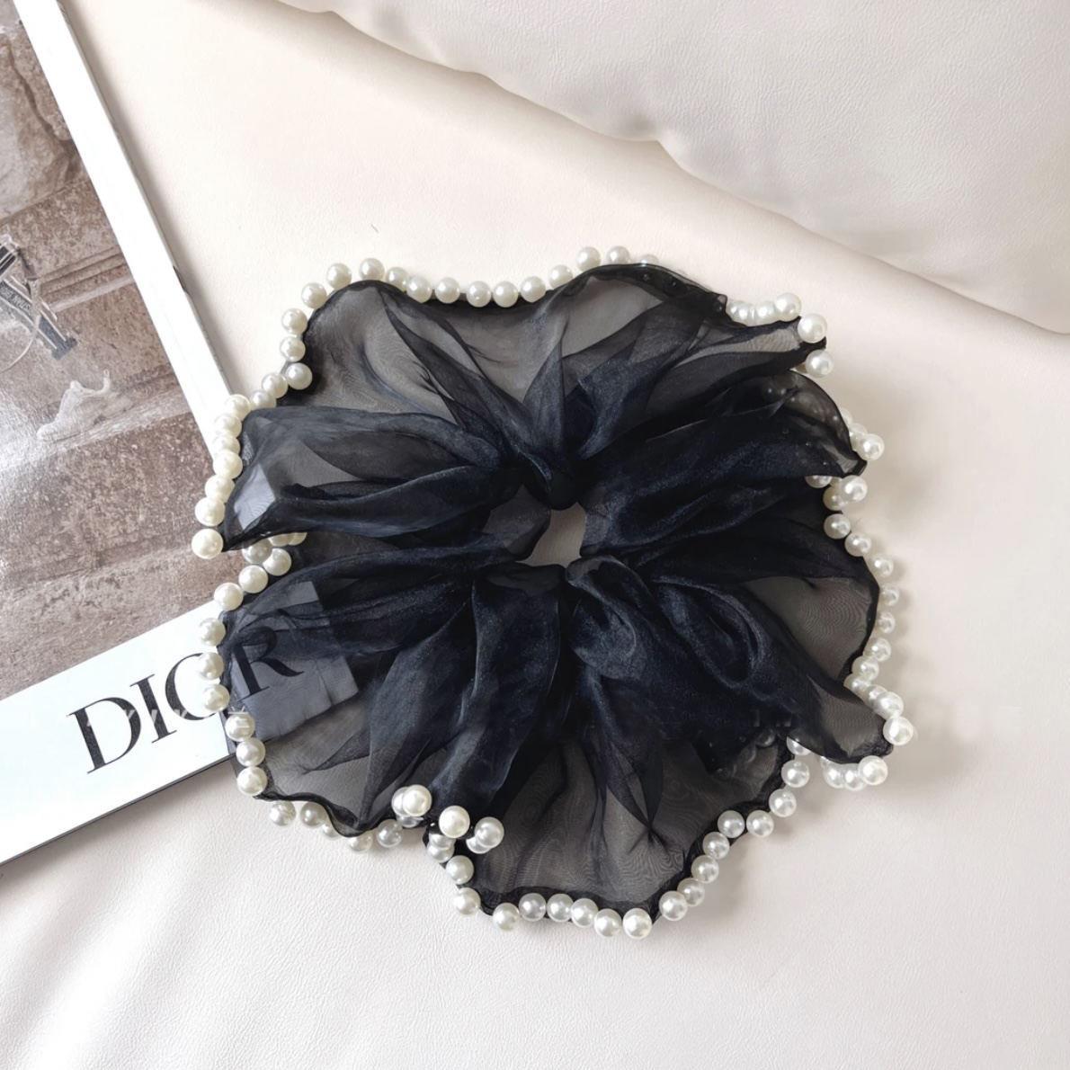 Anillo de cabello de alto grado de perla de estilo Hepburn estilo famoso temperamento anillo de cabello de 2024 nuevo cabello de correa de correa