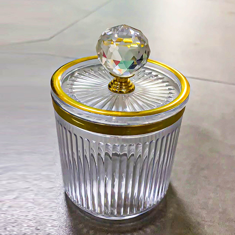 Caja de almacenamiento de hisopo de algodón tocador de escritorio para el hogar tubo de acrílico de plástico transparente a prueba de polvo con tapa Luz Portátil de lujo de alta gama