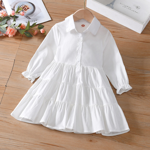Ladies' Summer Dress New Arrival Girls' Baby Korean Style Collar with Large Skirt Children's Short Sleeve Princess Dress