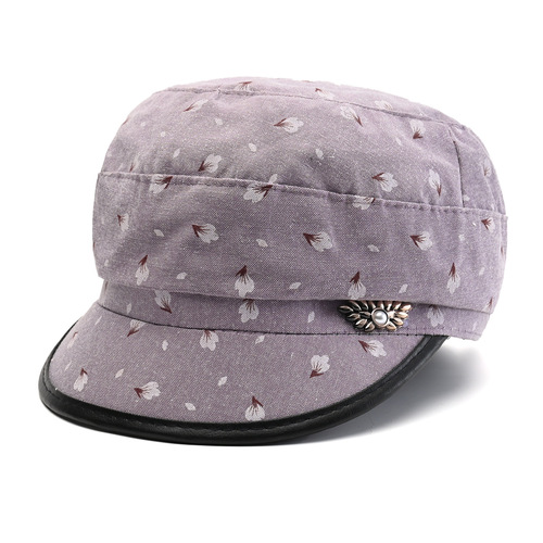 Women's and Men's Spring and Summer New Mother Fabric Hat, Elderly Lady's Short Brim Sun Protection Duck Bill Hat, Thin