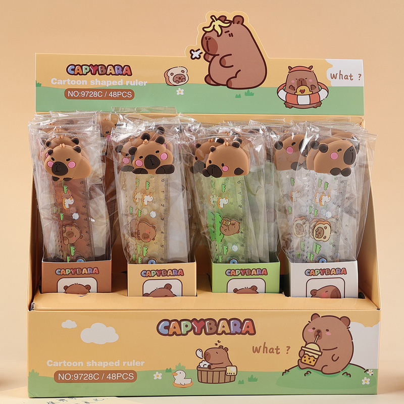 新しい Kapibara ソフト接着剤 15 センチメートル定規漫画装飾カラープリント定規学習文具メーカー卸売|undefined