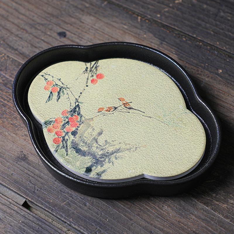 Zhongyi Xin Rough Ceramics Pottery Botato Board, Begonia Round Ceramic Tea Tap Tart Statium Storage Cushion Cushion Cashi Camel Small Dry Bubble Power