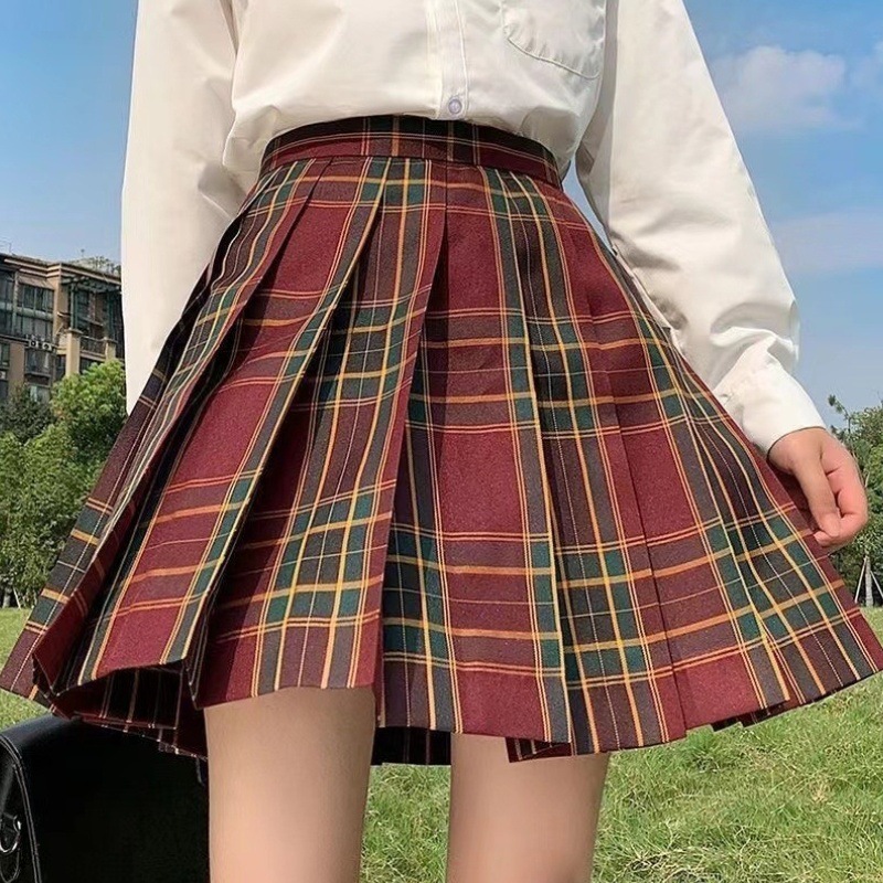 오리지널 JK 유니폼 호손 체크 무늬 스커트 플리츠 스커트 정장 체크 무늬 스커트 여성 가을, 겨울 A 스커트 짧은 스커트 스커트