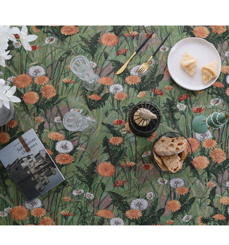 Schöne Elemente American Fresh rechteckige Tischdecke Jacquard Retro grün Stoff Tischdecke Abdeckung_voghion.com